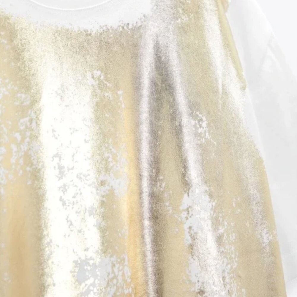 ✨ ZARA Gold Metallic Print T-Shirt - New✨ - Picture 3 of 6